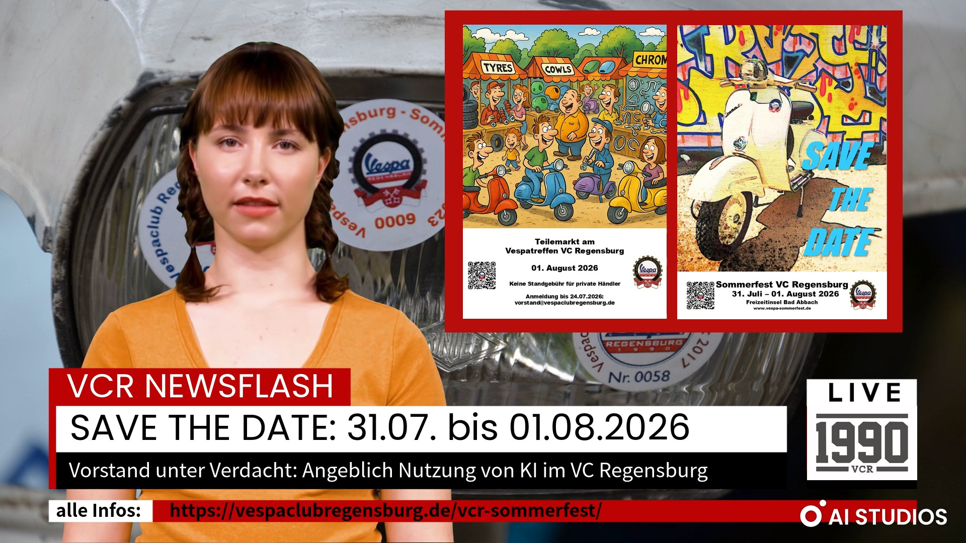 📰 Tja - wär hätte das gedacht. Gut 4 Wochen vor unserem Vespatreffen und Sommerfest VC Regensburg 2026 haben die Medien wieder zugeschlagen. 📺

Aber schaut selbst, was Euch Caroline Cosa und Roman rollig wieder zu berichten haben. Ob wieder ein vertrauliches Interview geleakt wird? 🧐

💚🤍❤🛵📺🛵📺🛵❤🤍💚

#vespaclubregensburg #vespagram #vcrbreakingnews #carolinecosa #romanrollig #insidernews #teilemarkt #vespatreffen